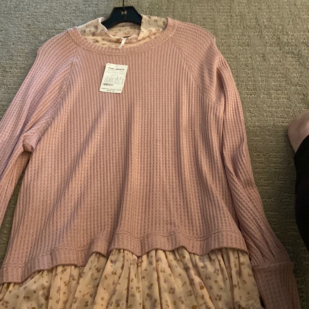 Free people pearl mauve combo shirt dress . Size small